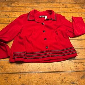 Sage Harbor Dress Woman Red Button Front Blazer Jacket 18W vintage Christmas